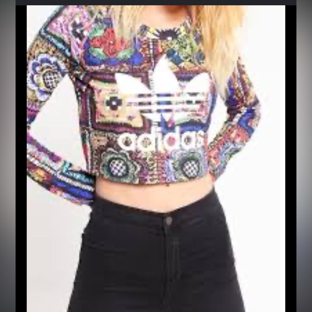 adidas Multicolor Cropped Top with Blue Logo Tag